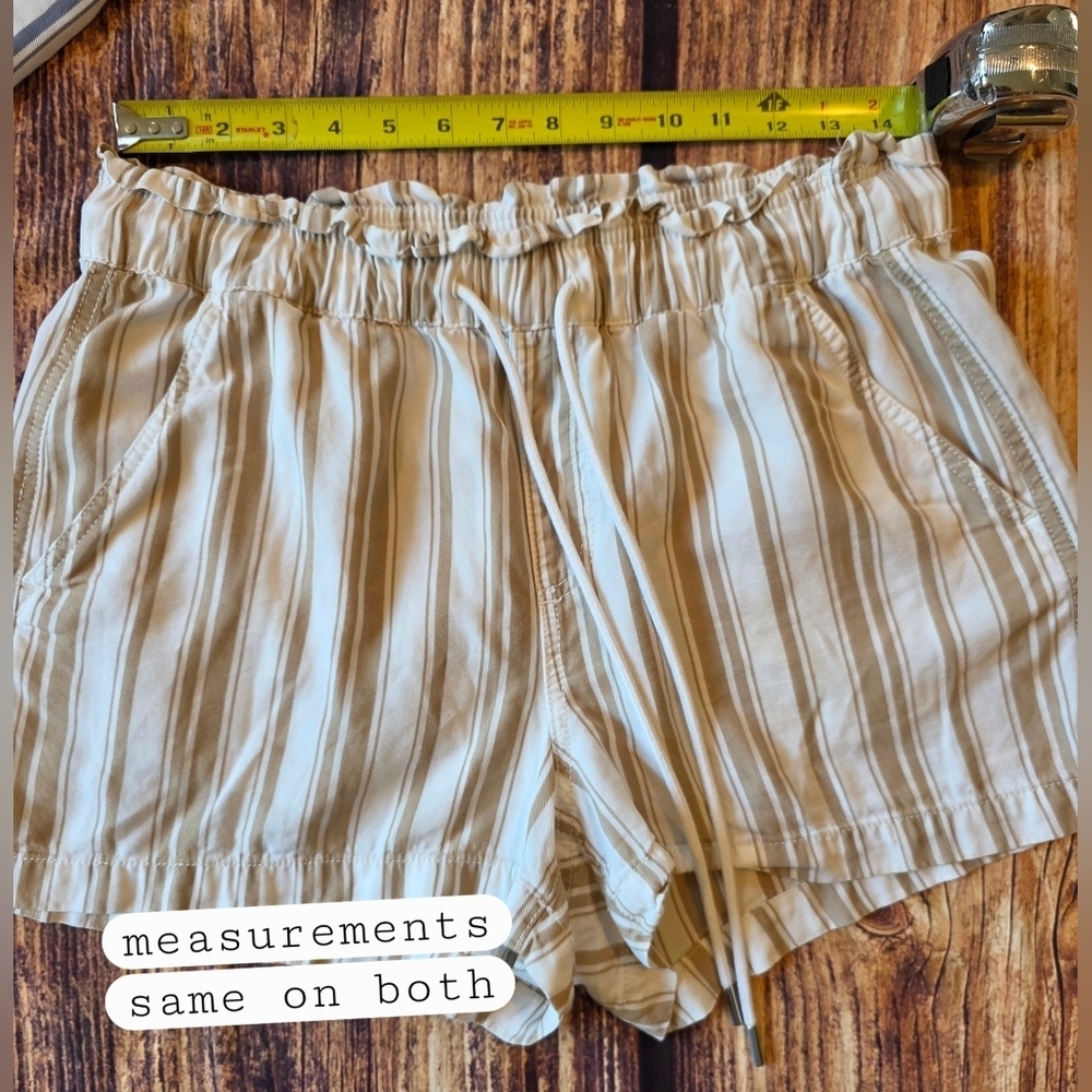 Loft Women's Size Medium Lot of 2 Pull On Striped Shorts Lyocell Pockets Casual - Picture 7 of 9